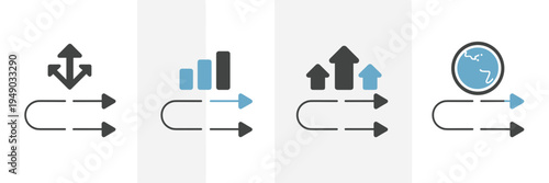 Business strategy arrow icons – Perfect for roadmaps, advisory services, or corporate growth planning.