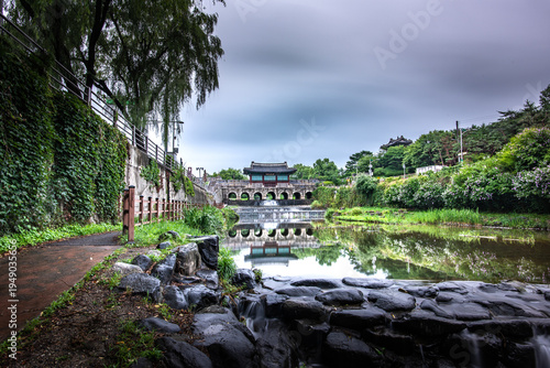 Banghwasuryujeong Pavilion at Suwon Hwaseong Fortress in Summer