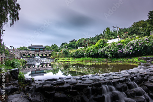 Banghwasuryujeong Pavilion at Suwon Hwaseong Fortress in Summer