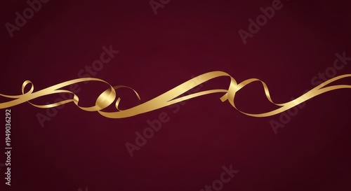 Golden ribbon banner on dark red background