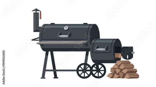 Large charcoal smoker grill machine.