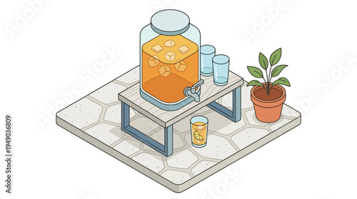 Glass Jar with Fermenting Orange Liquid.