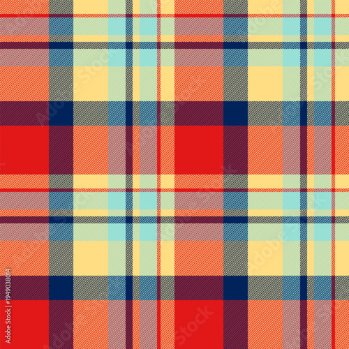 Pretty seamless check tartan, mexico background fabric plaid. Gentleman pattern texture textile vector in amber and red colors.