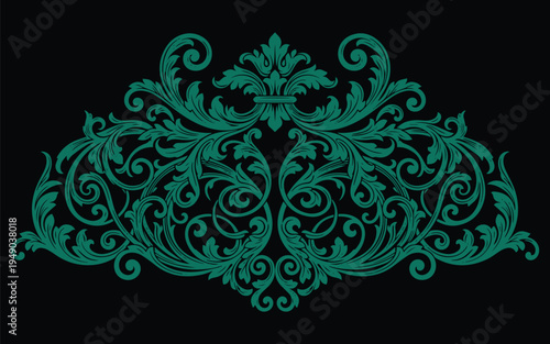Tableau sur toile Elegant vintage heraldic ornament with decorative floral scroll elements