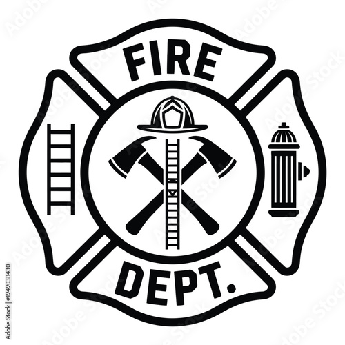Fire Department Vector Illustration with Firefighter Symbols