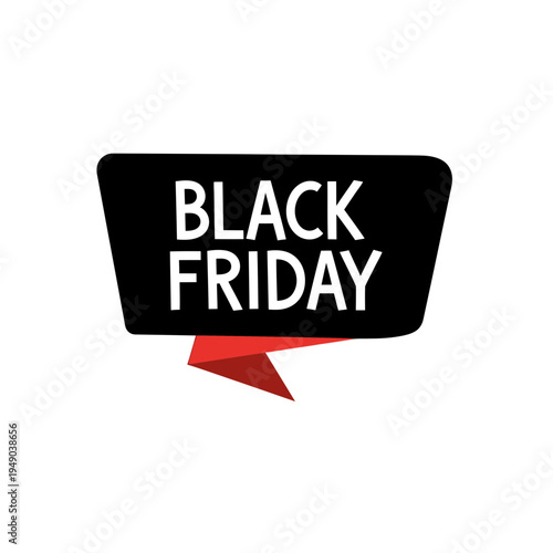 Black Friday Sale Banner With Red Origami Accent vector illustration