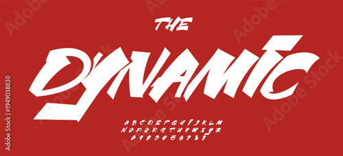 Dynamic Font Logo Alphabet Bold Handwritten Letter Number Set Modern Typography, Handdrawn Typographic Design for Lettering, Race Poster Headline, Retro Logotype, Brushstroke Fonts. Vector Typeface