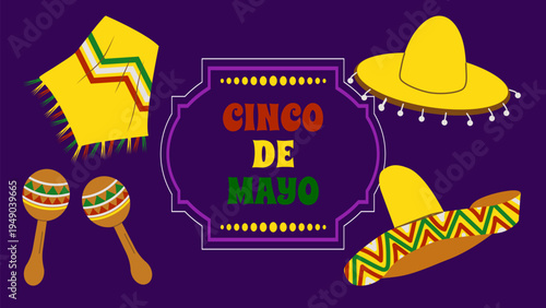 Cinco de Mayo holiday Festive Fiesta Parade. For ads web design marketing visuals. Vector illustration.