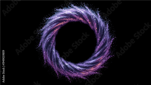  circular ring of luminous particles in deep violet space svg cut out 