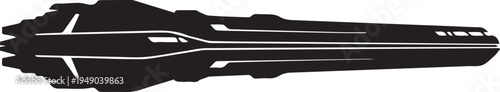 Futuristic spaceship vector silhouette illustration line art sleek space cruiser