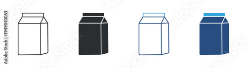 Milk carton icon set. Dairy packaging concept. Vector illustration.