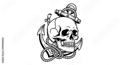 Skull and Anchor Tattoo Design