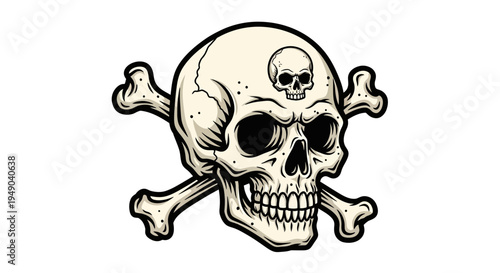 Skull and Crossbones with Small Skull Detail