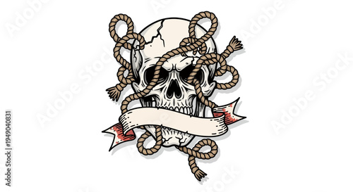 Skull with Rope and Banner