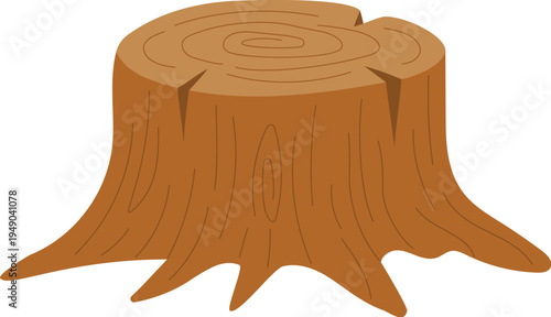 Brown wood stump, Tree stump illustration