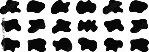 Collection of abstract organic blob shapes set with irregular amoeba silhouettes isolated on light background modern minimal graphic elements fluid forms vector style