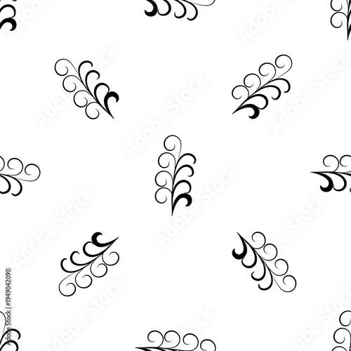 Abstract black twigs seamless pattern.