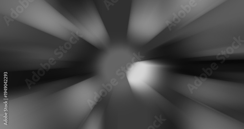 Abstract radial blur background with grayscale light burst. Dynamic zoom effect for focus, explosion, and high-energy technology designs