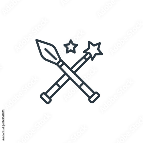 Crossed Magic Wands and Spear Icon vector illustration