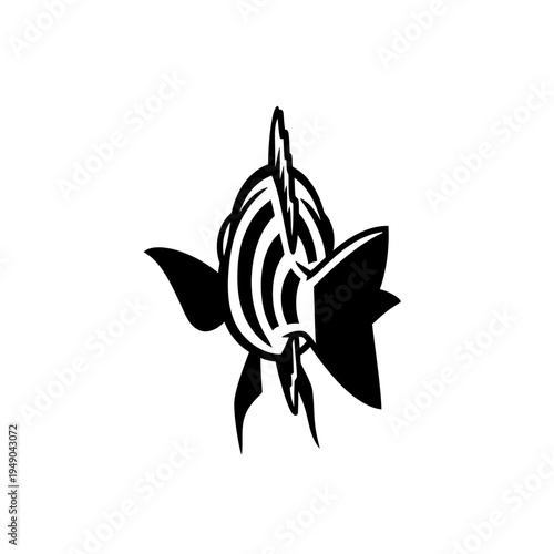 Abstract Black And White Fish Graphic vector illustration