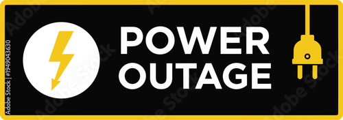 Power outage warning sign with lightning bolt and electric plug icon vector illustration for electricity failure alert