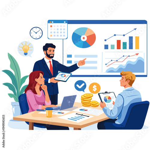 Business meeting of people in a modern office