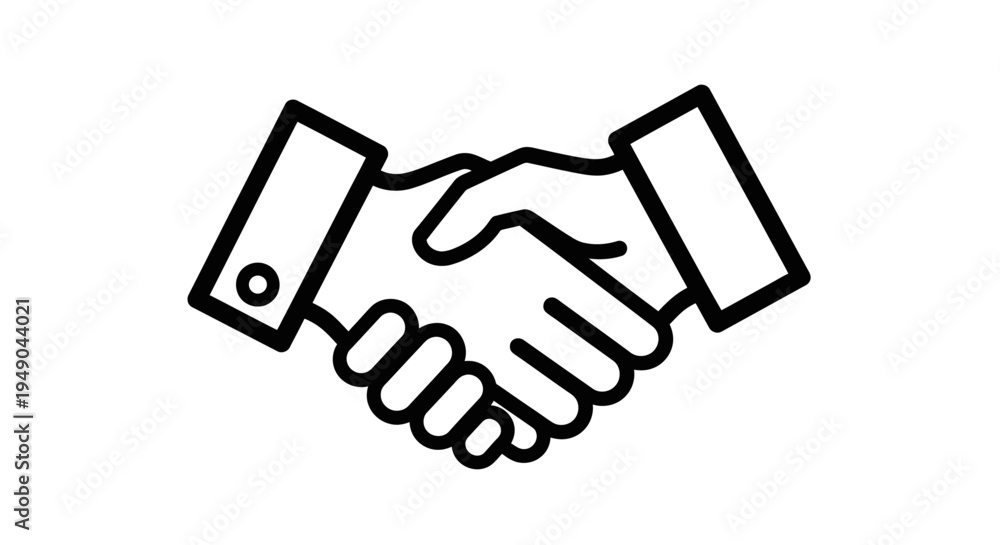 Obraz premium Handshake agreement icon for business partnership and collaboration, simple line vector symbol