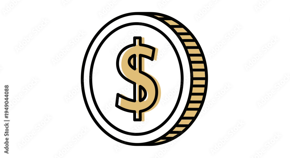 Obraz premium Financial currency dollar sign coin icon for business and finance apps, minimalist vector symbol
