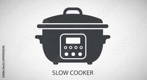 Minimalist Slow Cooker Icon with Digital Display and Control Panel for Kitchen Appliance Design