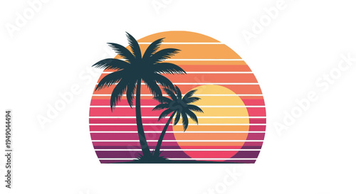 Retro Sunset with Palm Trees