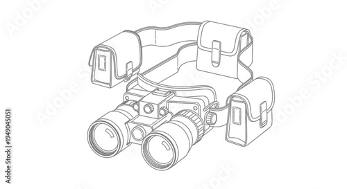 Night Vision Goggles Binoculars Outline Drawing Vector Illustration