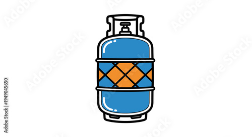 Propane Tank Illustration: Portable Gas Cylinder for BBQ, Camping & Heating – Clean Line Art Style Graphic for Energy Services, Gas Suppliers, Equipment Rentals & Safety Education. Suitable for Vector