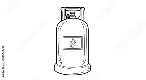 Gas Cylinder Outline Illustration for Propane Safety, Cooking, Heating and Outdoor Use