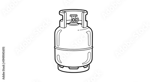Propane Gas Tank Outline Illustration for Barbecue, Camping, Heating and Industrial Use