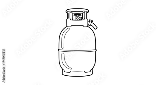 Portable Propane Tank Outline Ready for Camping Trips: Illustration of Gas Cylinder for Outdoor Cooking, Barbecues, Heating Systems | Detailed Icon for Equipment, Fuel, Safety, Energy, and Emergency 