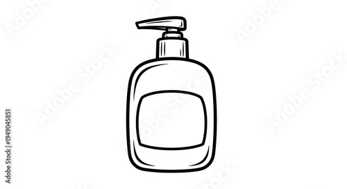 Soap Dispenser Cleansing Routine at Home in Black and White: Hygienic Liquid Soap for Handwashing, Sanitizing, Protection Against Infections, Germs. Minimalist Design, Cleanliness, Hygiene, Healthcare