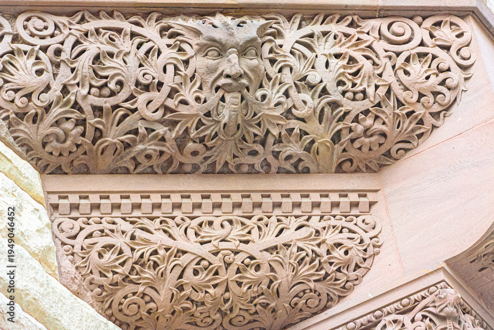 Obraz premium Architectural detail of the Old City Hall building, a heritage colonial landmark in Toronto, Canada