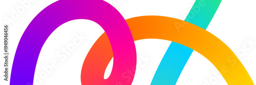 Gradient Line Shapes with flowing ribbon and wave pattern in colorful rainbow gradient composition. Vector illustration for modern poster backgrounds, music celebration event and abstract art projects