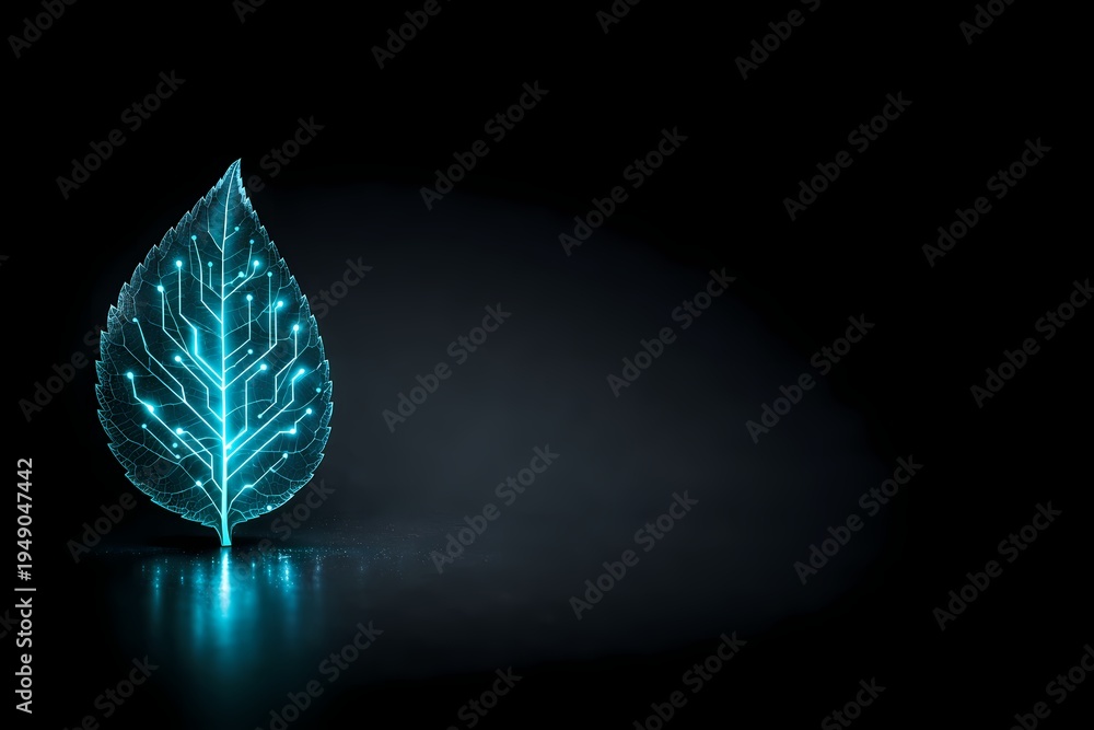 Obraz premium Bio-Tech Circuit Leaf