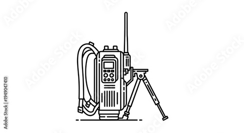 Portable Radio Transmitter with Tripod and Backpack Straps, Military Communication Device