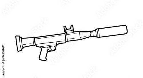 Retro Rocket Launcher Weapon Illustration - Military Combat Equipment