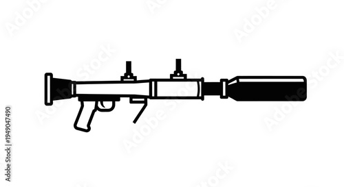 Rocket Launcher Icon, Military Weapon, Bazooka, Anti-Tank Gun, Vector Illustration