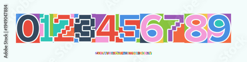 Cuadro en lienzo Color Numbers Letters Alphabet Font for Kid Birthday Years Logo, Corporate Anniversary Sign, Race Sport Team Jersey Numeric