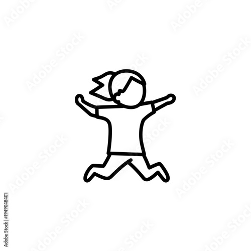 Joyful Jumping Person in Simple Outline Style vector illustration