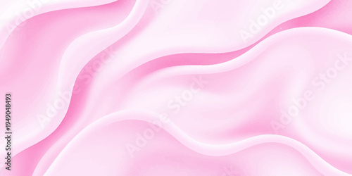 An elegant backdrop of pink silk and satin fabric features soft flowing waves and a smooth luxury texture with light purple curves in a vector illustration design