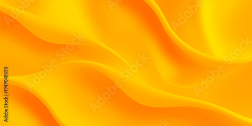 Abstract orange and yellow background illustration featuring a soft gradient wave pattern with gold light curves and silk texture design vector
