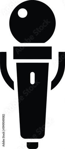 Retro microphone for sound recording and singing isolated on white background flat icon