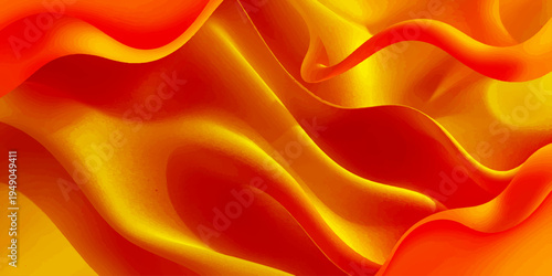 Soft flowing blue silk fabric creates a wave pattern with a shiny satin texture, serving as a soft material backdrop and elegant vector illustration wallpaper