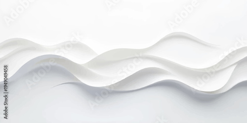 Abstract white background featuring wavy smoke curves and blue light patterns in a flowing silk fabric style for a modern vector art backdrop