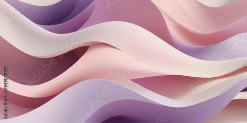 Abstract background of flowing wavy lines with a soft pink and purple silk fabric texture featuring smooth satin curves and a light floral design
